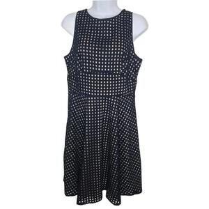 Loft Women's Sz 6 Black/Nude Eyelet Fit Flare Mini Dress(1790)